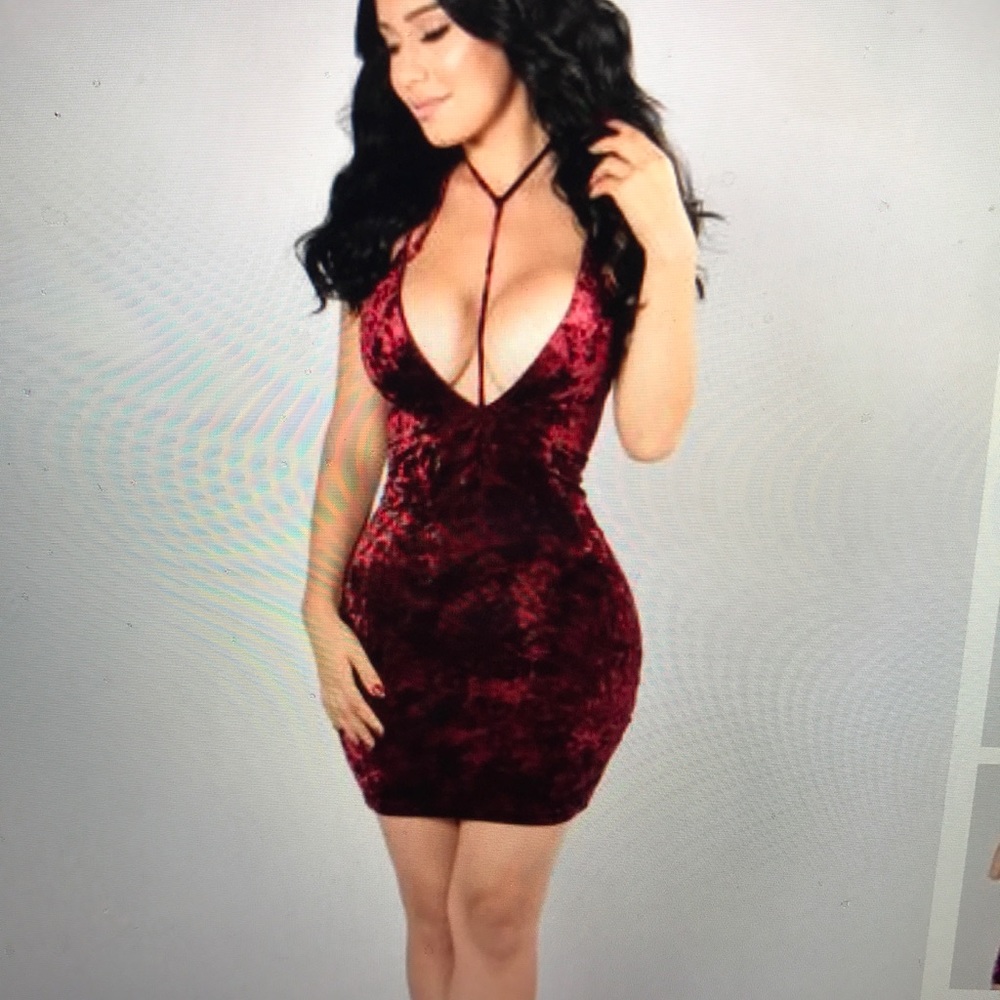 Burgundy velvet dress